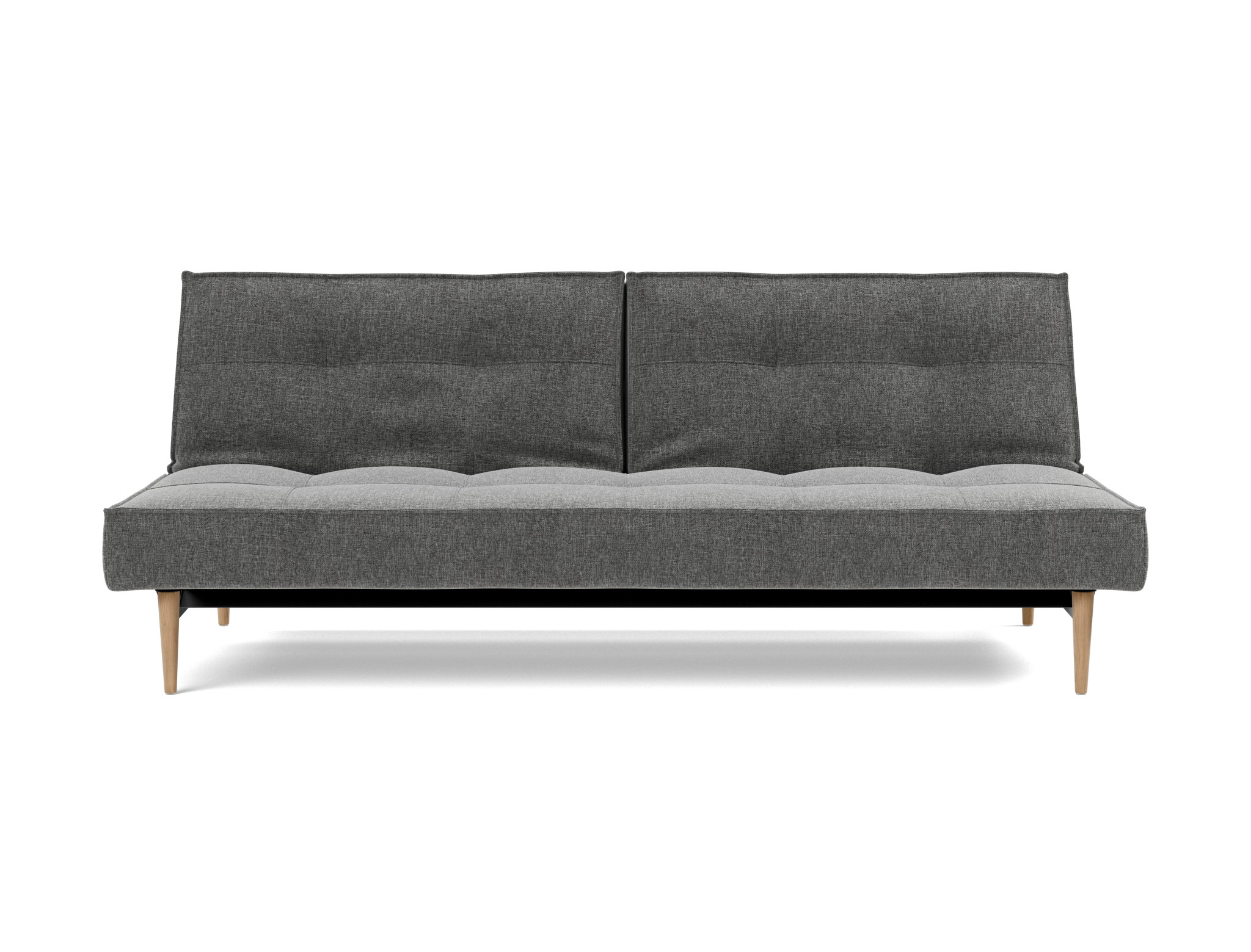 Schlafsofa Splitback Strukturierter Stoff Twist 563-Charcoal Beine Styletto Eiche hell