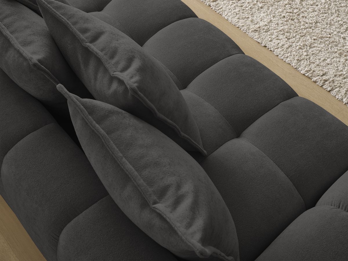 Bobochic Everest Sofa 3-Sitzer, 5 Kissen Strukturstoff Schwarz