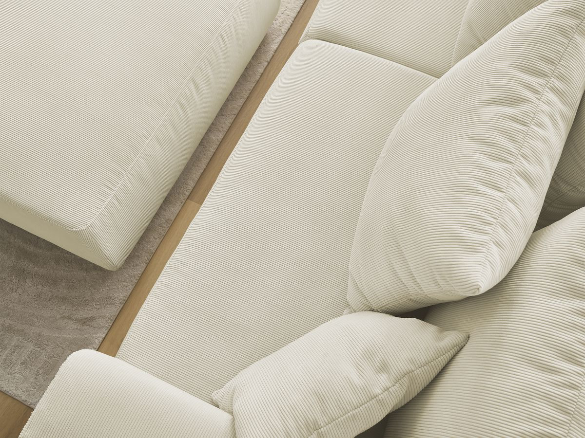 Bobochic Sidonie Sofa 3-Sitzer mit Pouf Cordsamt Beige