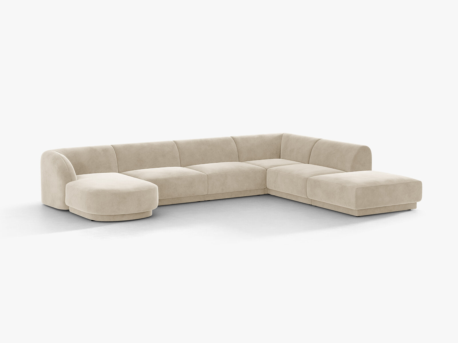 Micadoni Panorama-Ecksofa Miley 6-Sitzer Rechts Samt Bluvel Dunkelbeige