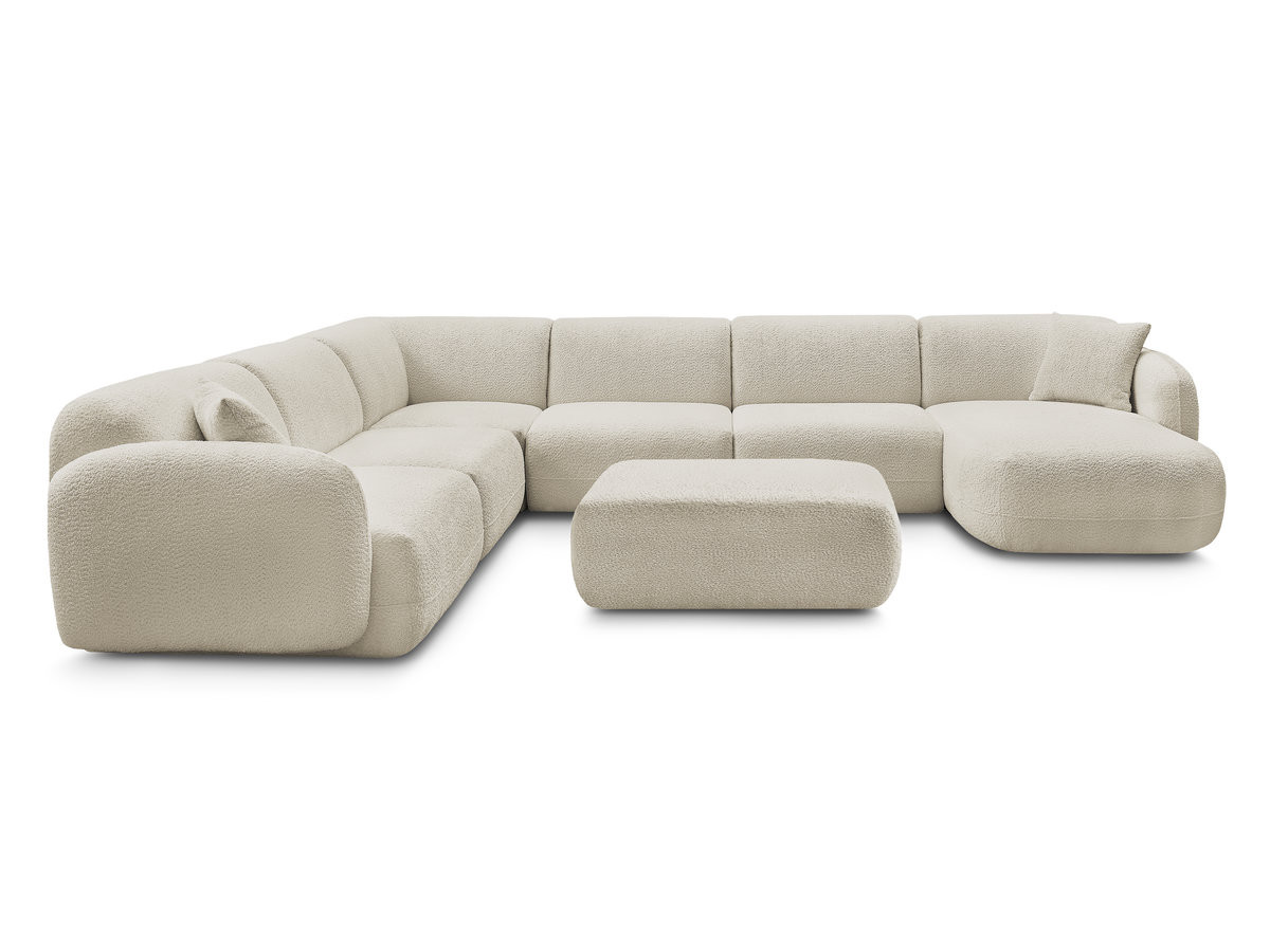 Bobochic Anda Wohnlandschaft mit Pouf 373 × 289 cm Chenille Beige Ecke links