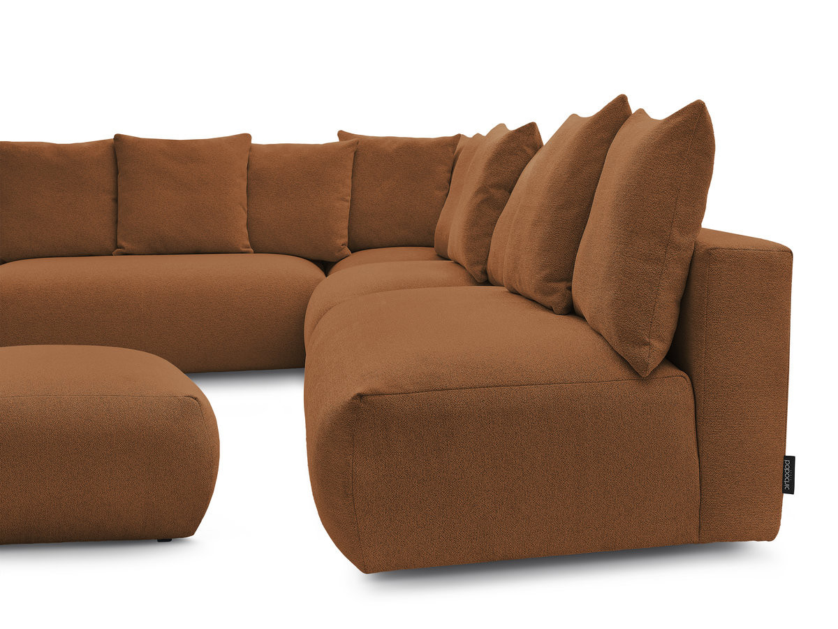 Bobochic Voltaire Ecksofa mit Pouf 322 × 268 cm Melange-Stoff Orange Ecke links