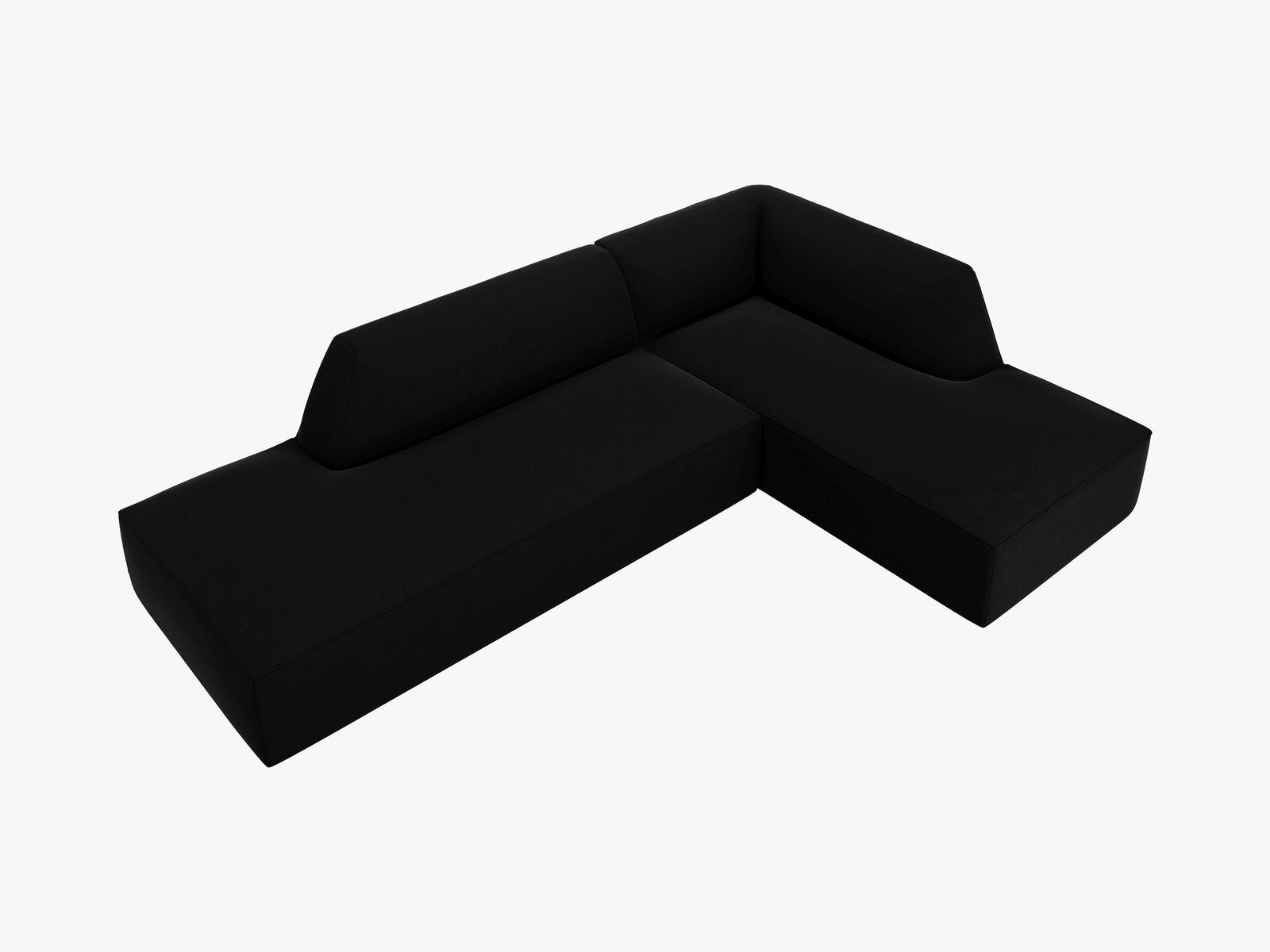 Micadoni Ecksofa Ruby 4-Sitzer Rechts Samt Salvador Schwarz