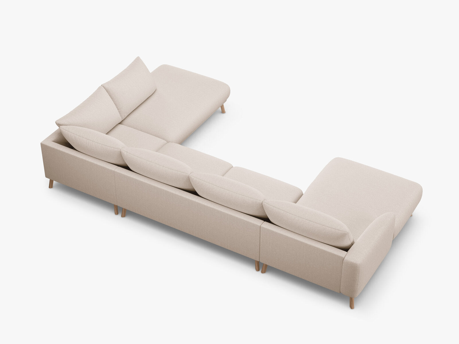 Micadoni Panorama Ecksofa Naomi 6-Sitzer Rechts Strukturierter Stoff Liberty Beige