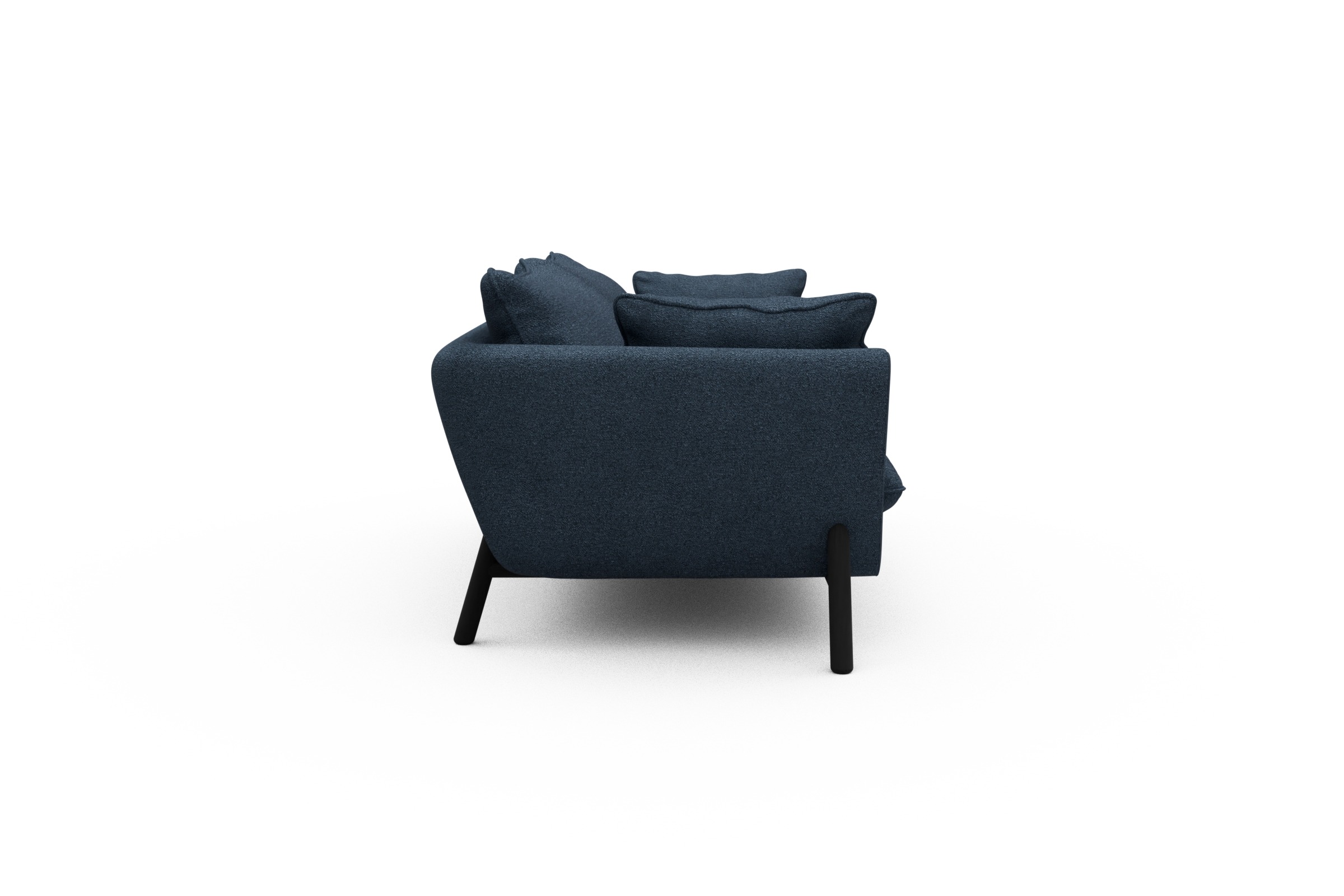 Sofa Emil PREMIUM 2-Sitzer Beinfarbe Eiche Schwarz Boucle-Blue