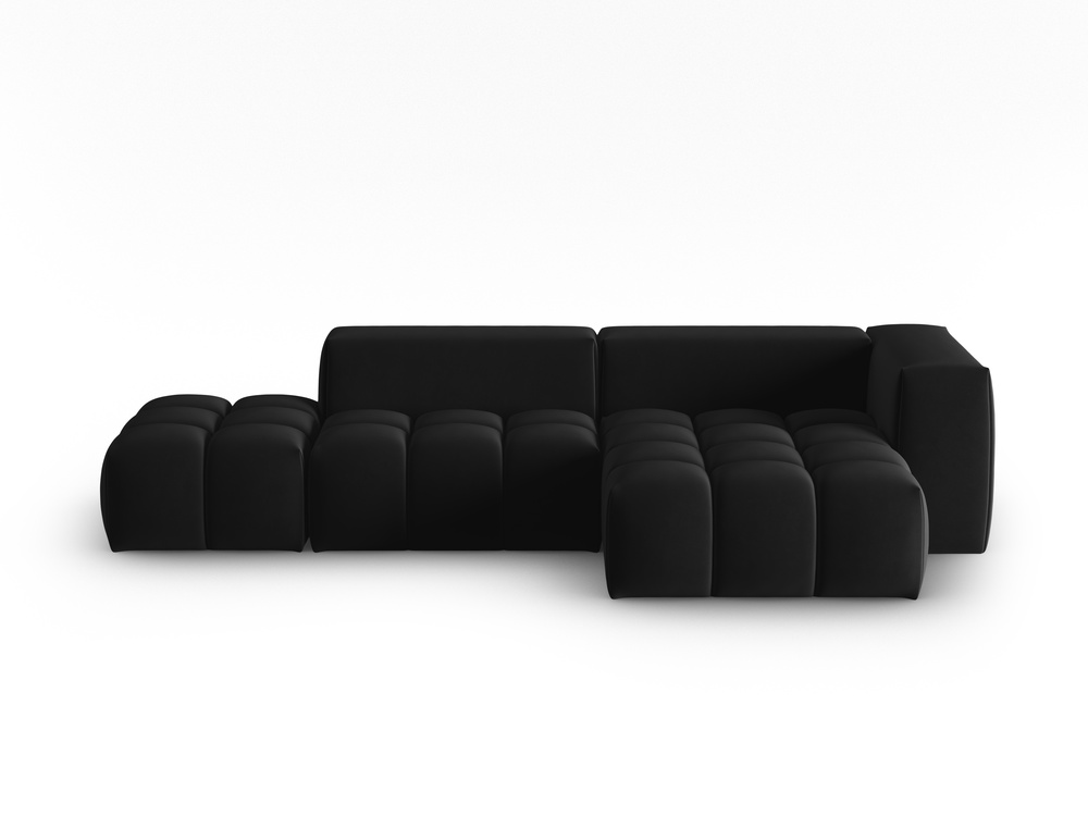 Cosmopolitan Design Ecksofa Verona 4-Sitzer offen Samt Casino Schwarz Rechts