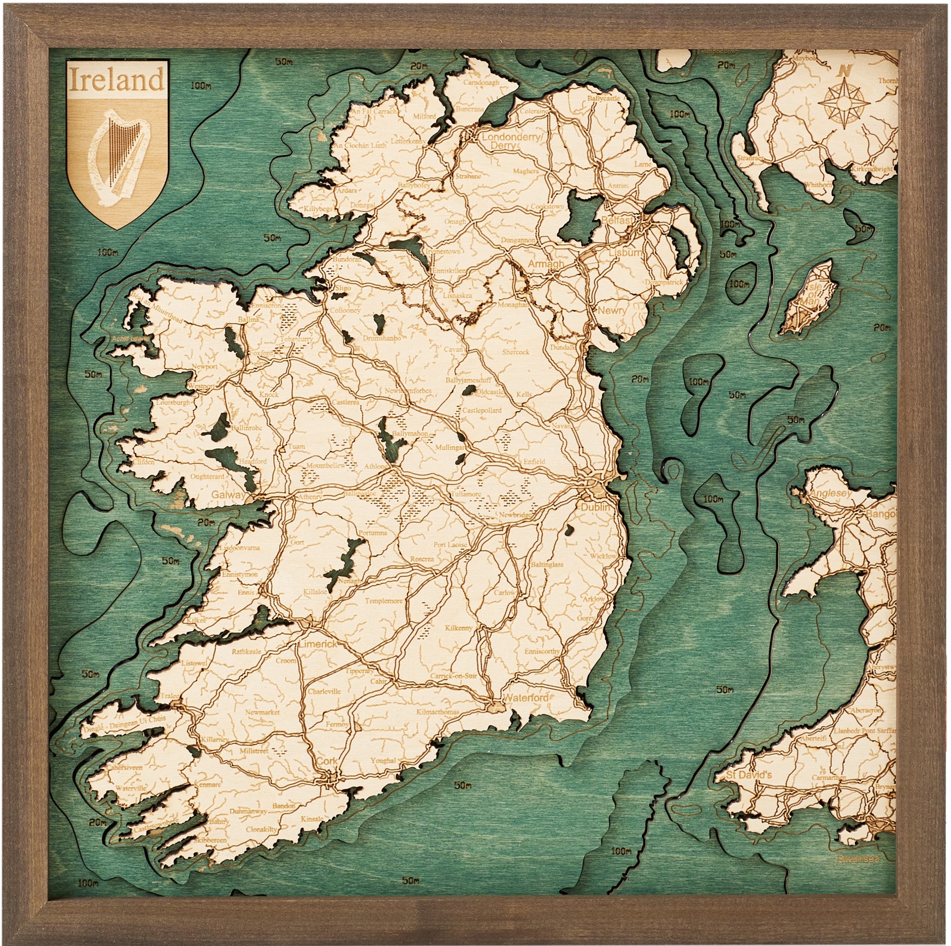 Cutting Brothers 3D Holz-Wandkarte Irland 35 x 35 moebelfaktor