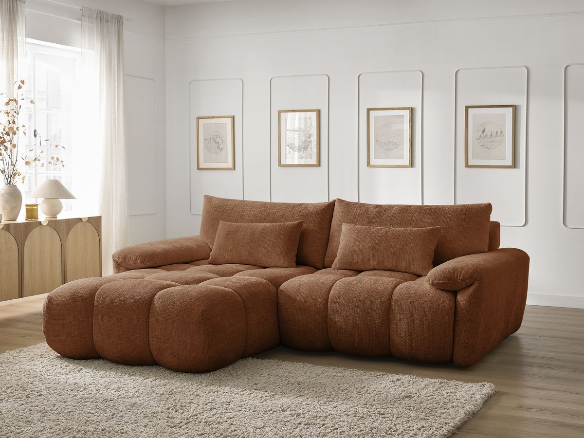 Bobochic Ivane Ecksofa Strukturstoff Orange Ecke links