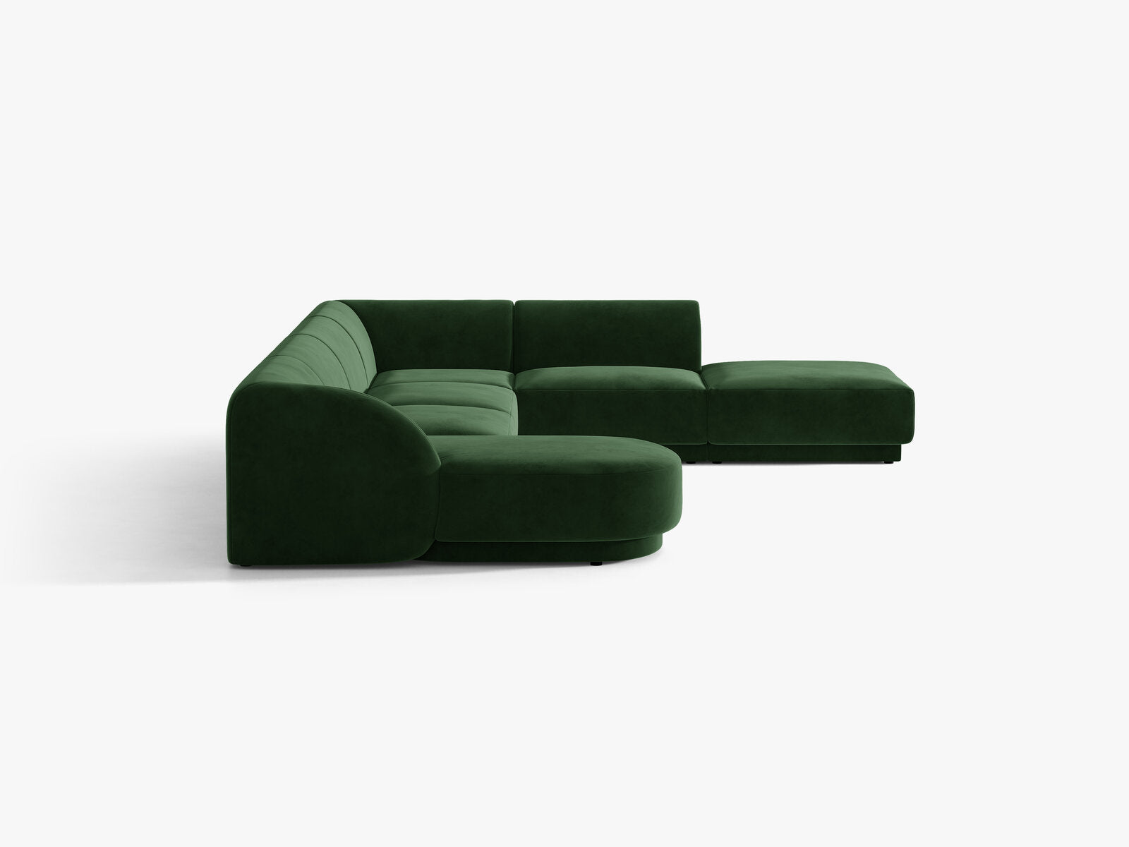 Micadoni Panorama-Ecksofa Miley 6-Sitzer Samt Venus Flaschengrün Rechts