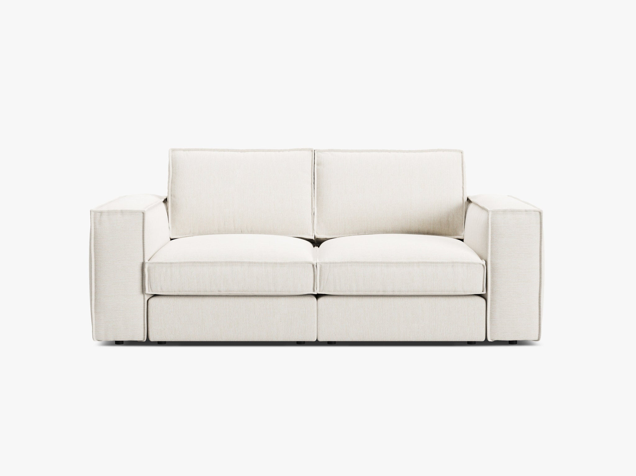 Micadoni modulares Sofa Pola 2-Sitzer Strukturierter Stoff Babel Weiß