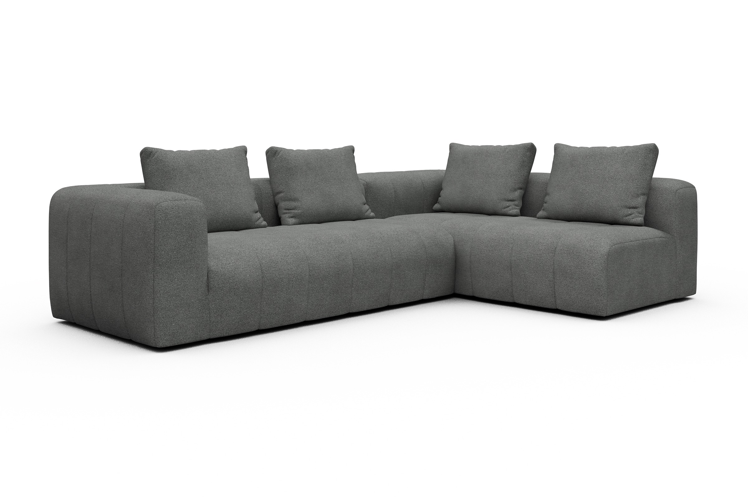 Ecksofa Hugo 2x 2,5-Sitzer Armlehne links Boucle-Ash-Grey