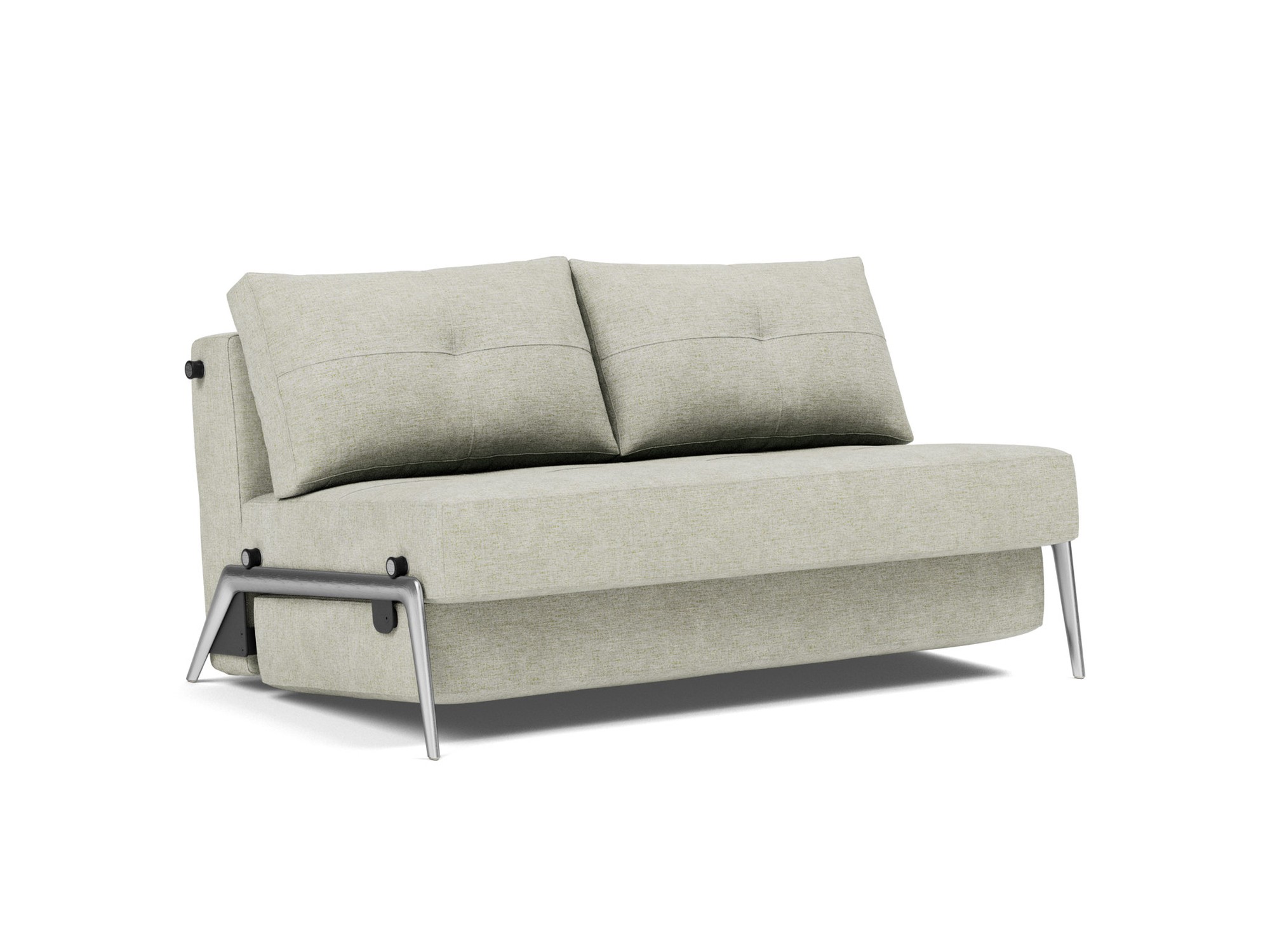 Schlafsofa Cubed 140 Flachgewebe Avella 280-Sand Beine Aluminium