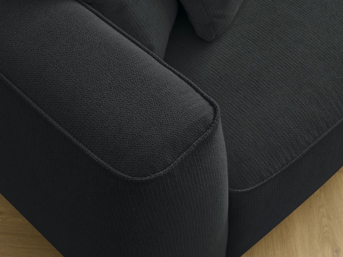 Bobochic Leopold Sofa 3-Sitzer Melange-Stoff Schwarz Armlehne links