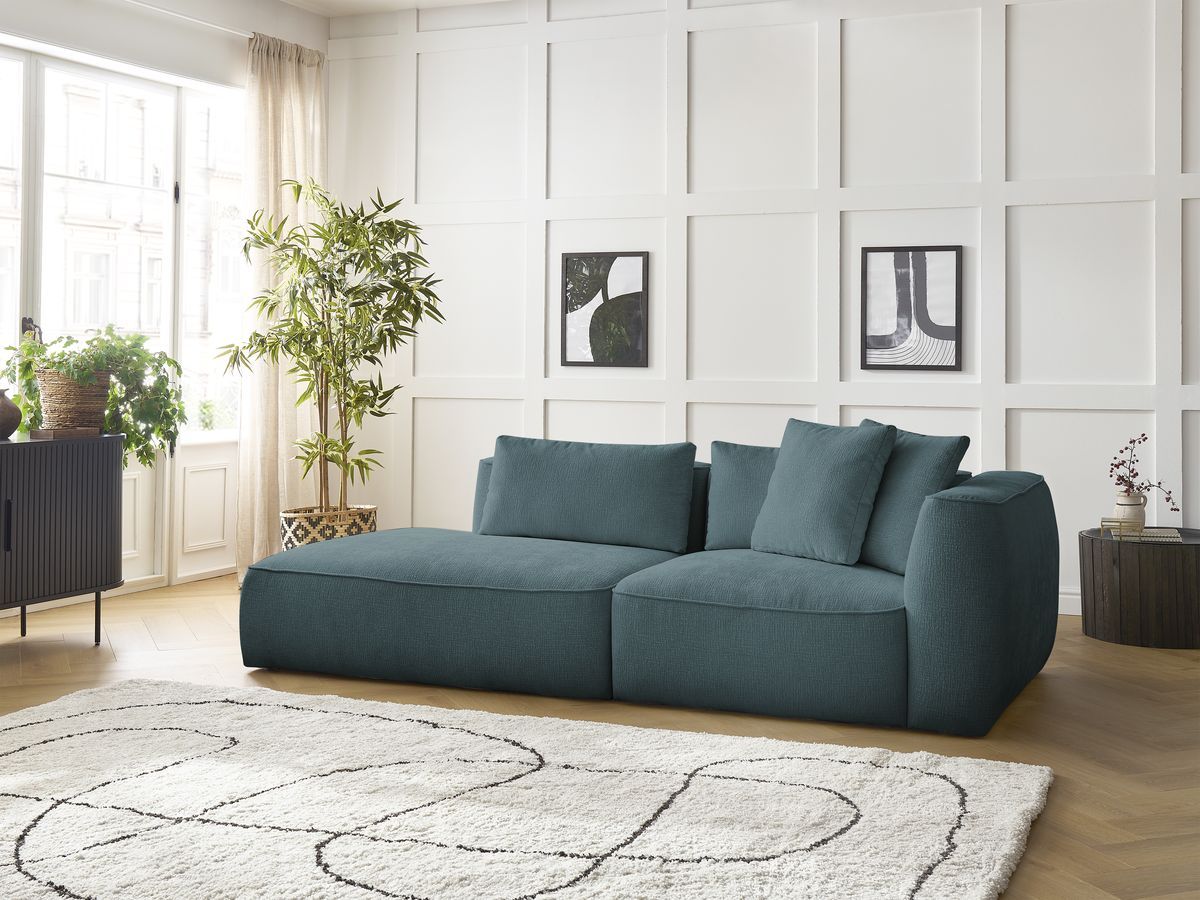 Bobochic Leopold Sofa 3-Sitzer Strukturstoff Dunkelblau Armlehne rechts