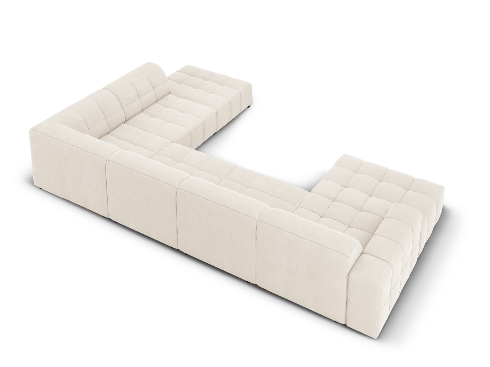 Cosmopolitan Design Panoramasofa Chicago 7-Sitzer Samt Bluvel Helles Beige Rechts