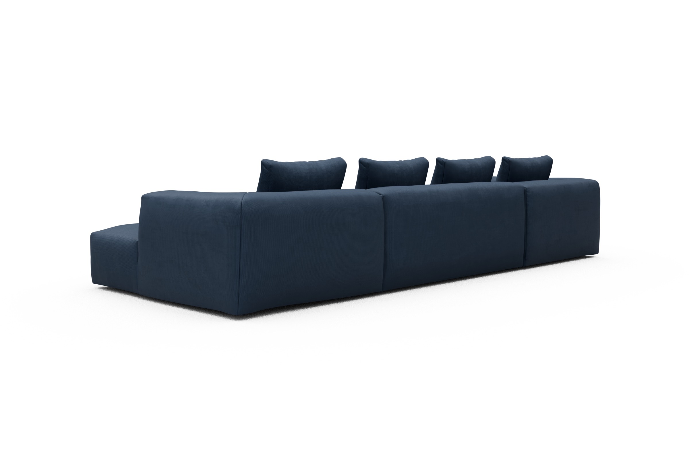 Wohnlandschaft Fred Relax-Ecke links mit 2-Sitzer und Chaiselongue rechts Kord Cordufine 315-Royal-Blue