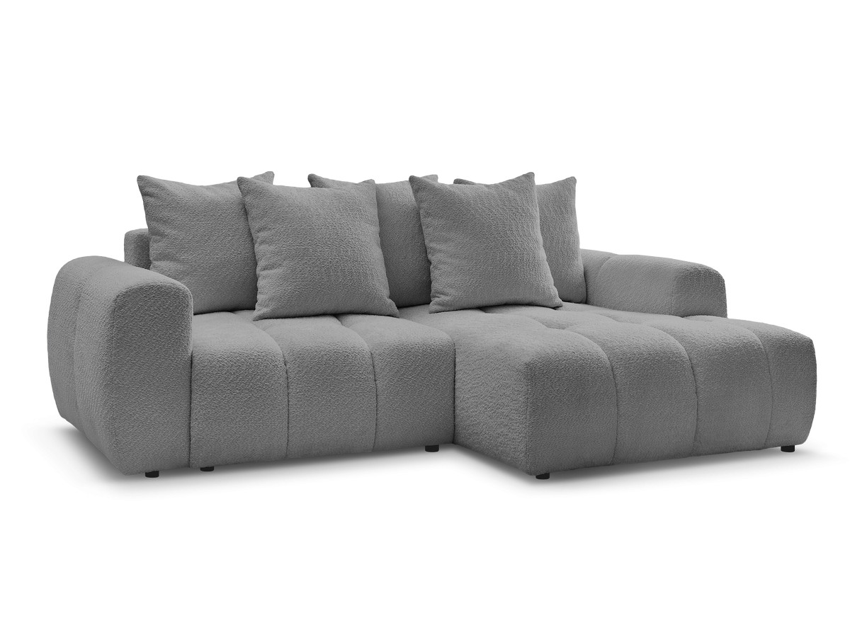 Bobochic Roxelane Ecksofa mit Schlaffunktion und Bettkasten 258 × 150 cm Bouclé-Stoff Dunkelgrau Ecke rechts
