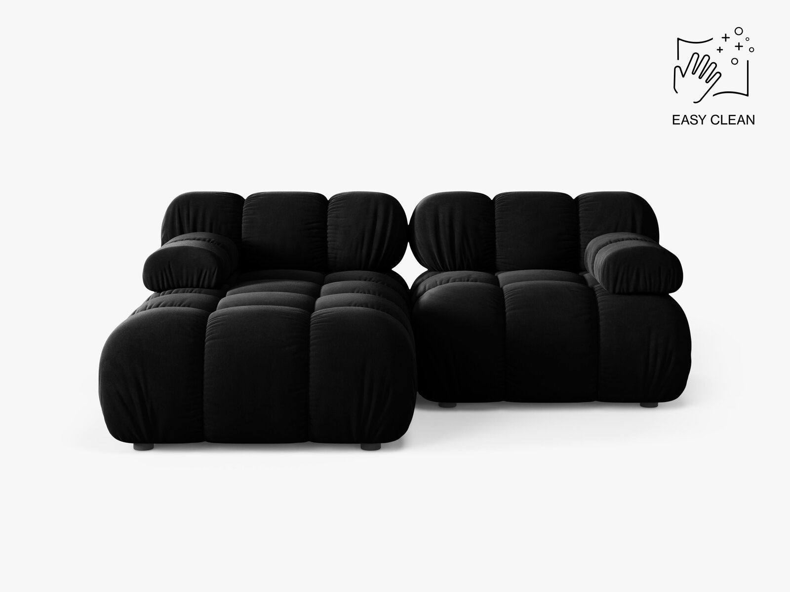 Micadoni Modulares Ecksofa Bellis 3-Sitzer Links Samt Venus Schwarz
