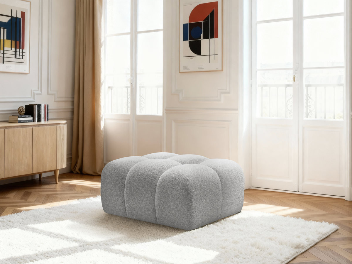 Bobochic Melisse Pouf Melange-Stoff Hellgrau