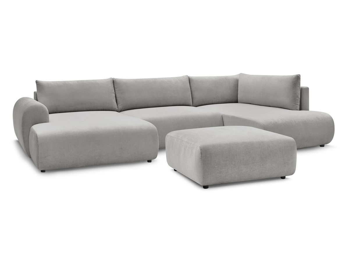 Bobochic Lucien Wohnlandschaft mit Pouf Stoff Hellgrau Ecke links