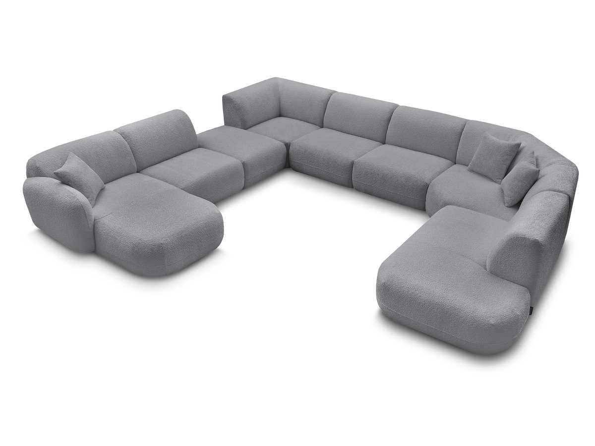 Bobochic Anda Wohnlandschaft mit Pouf 396 × 357 cm Chenille Grau Ecke links