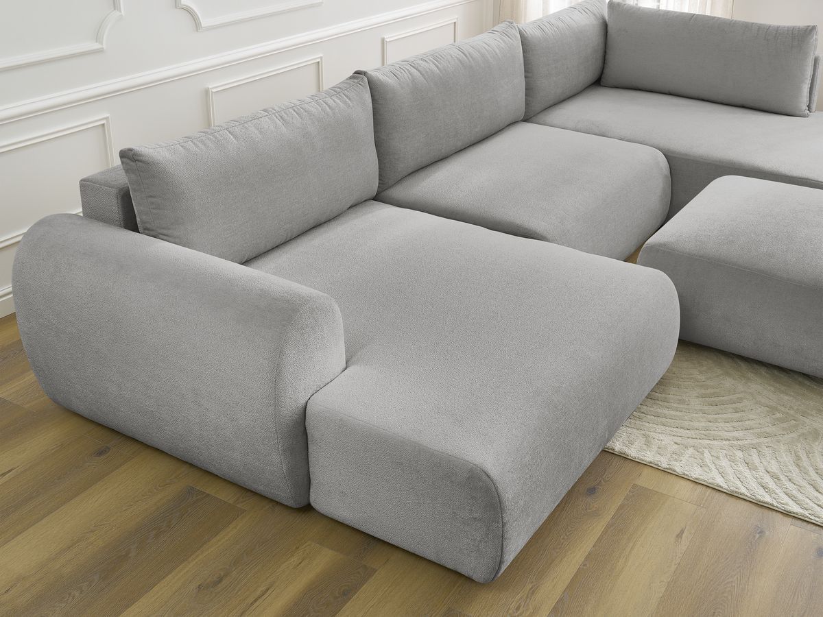 Bobochic Lucien Wohnlandschaft mit Pouf Stoff Hellgrau Ecke links