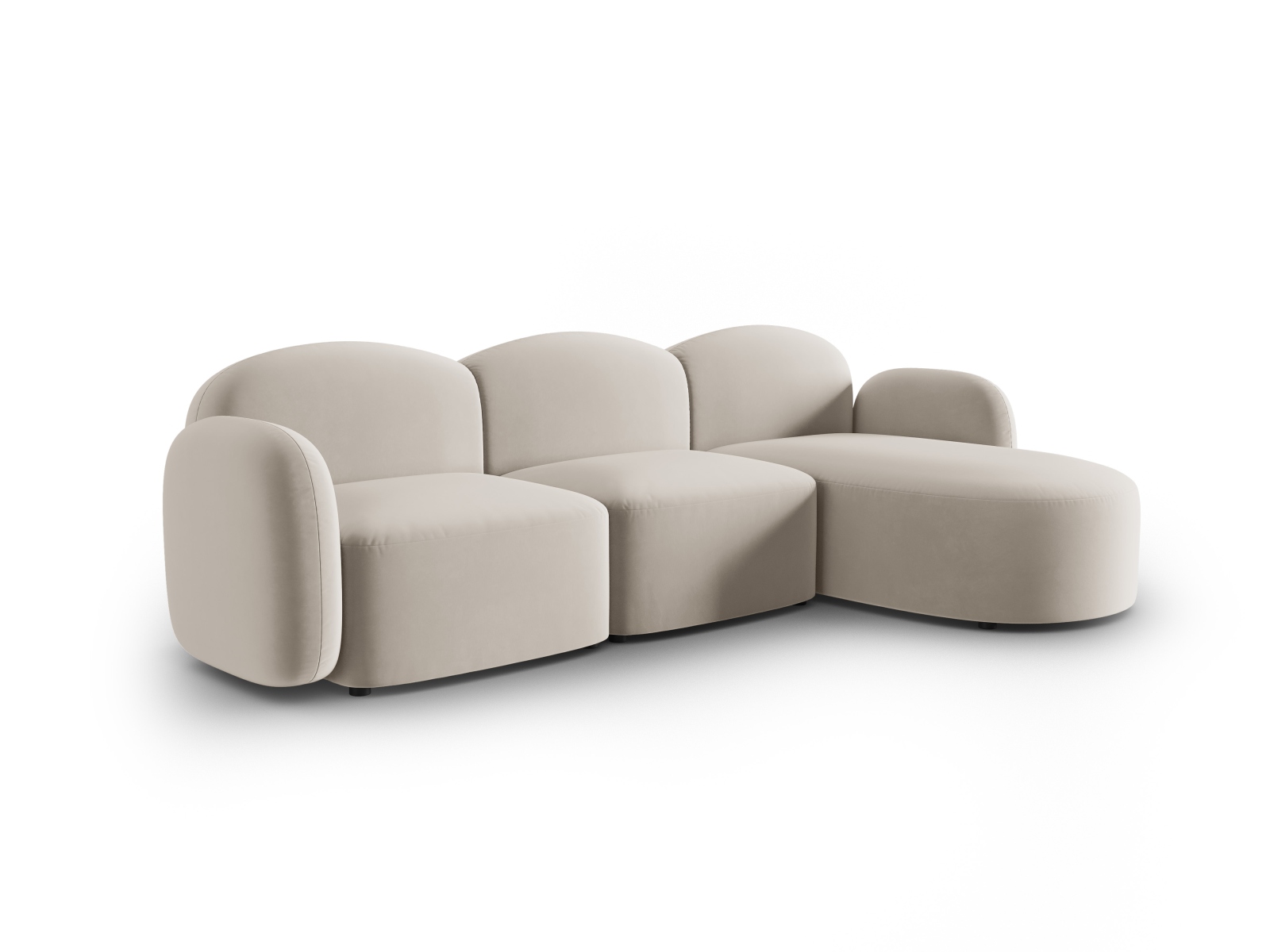 Micadoni Ecksofa Blair 4-Sitzer Rechts Samt Casino Hellbeige