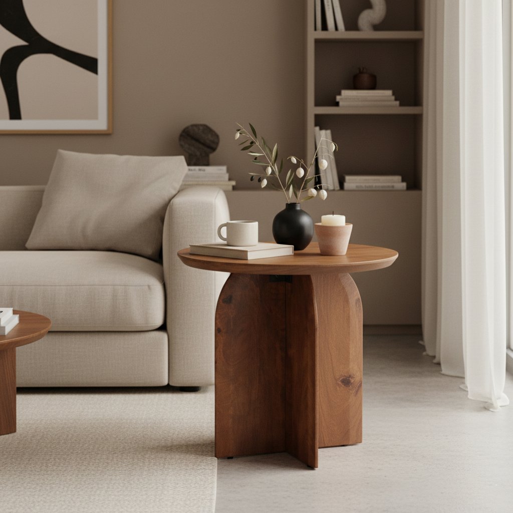 Raw Materials Bullnose Beistelltisch aus Mangoholz Cross Ø 50cm