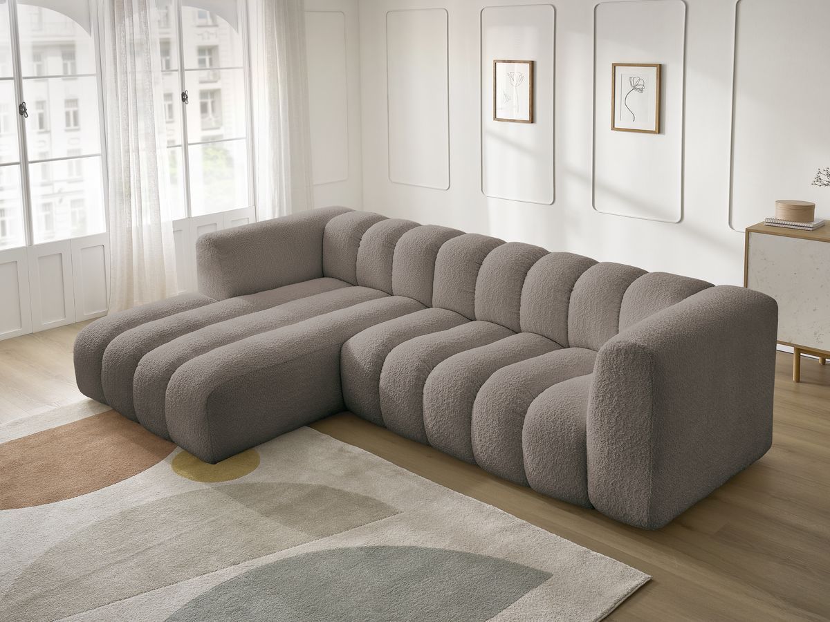 Bobochic Talia Ecksofa Bouclé-Stoff Braun Ecke links