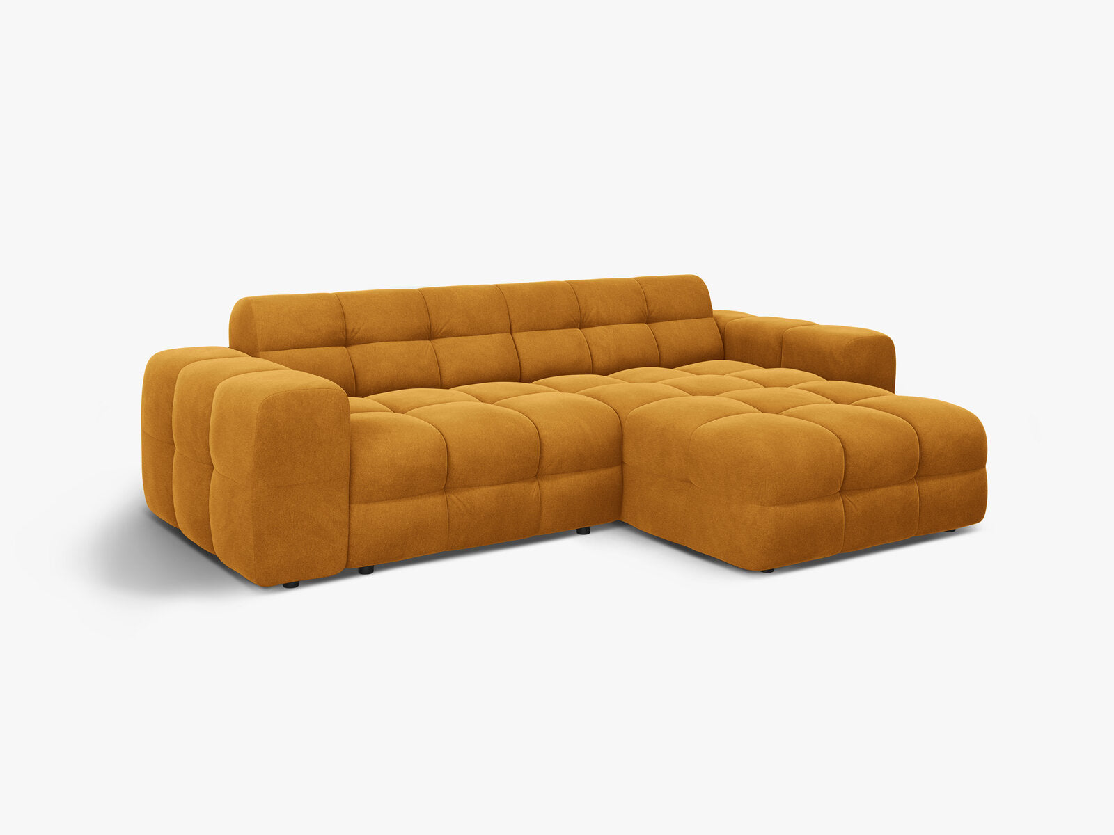 Micadoni Ecksofa Kendal 4-Sitzer Rechts Samt Senf
