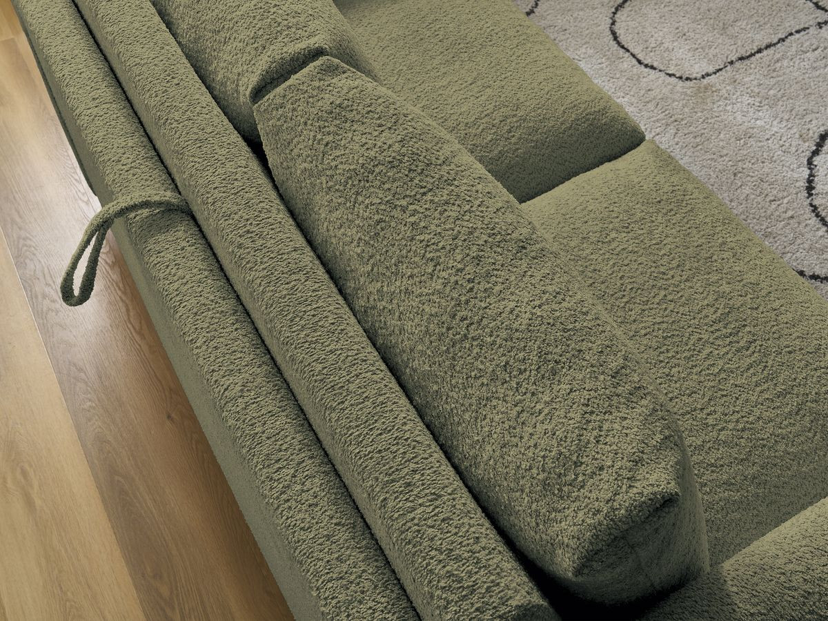 Bobochic Cocoone Schlafsofa 3-Sitzer Bouclé-Stoff Grün, Liegefläche 140 × 200 cm