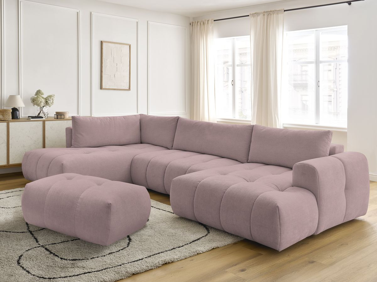 Bobochic Fuji Wohnlandschaft mit Pouf Stoff Rosa Ecke rechts