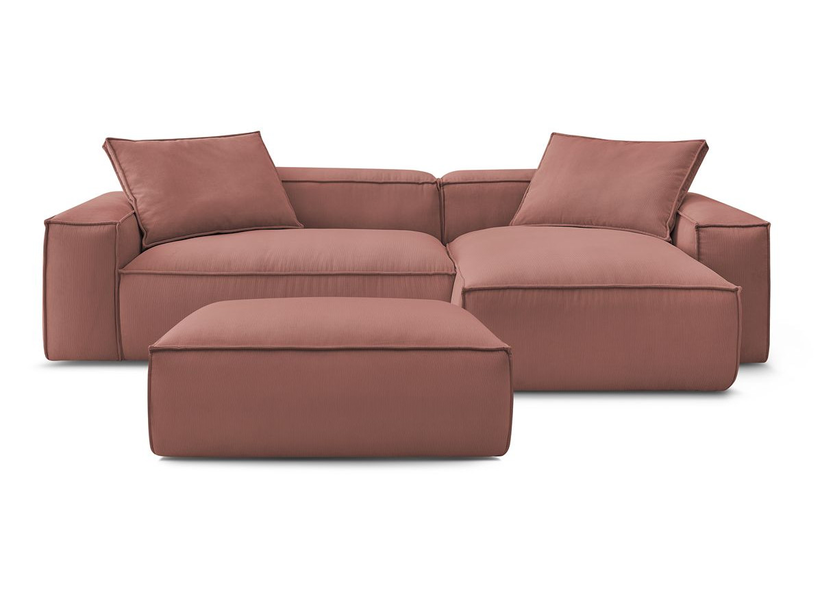 Bobochic Boheme Ecksofa mit Pouf Cordsamt Rosa