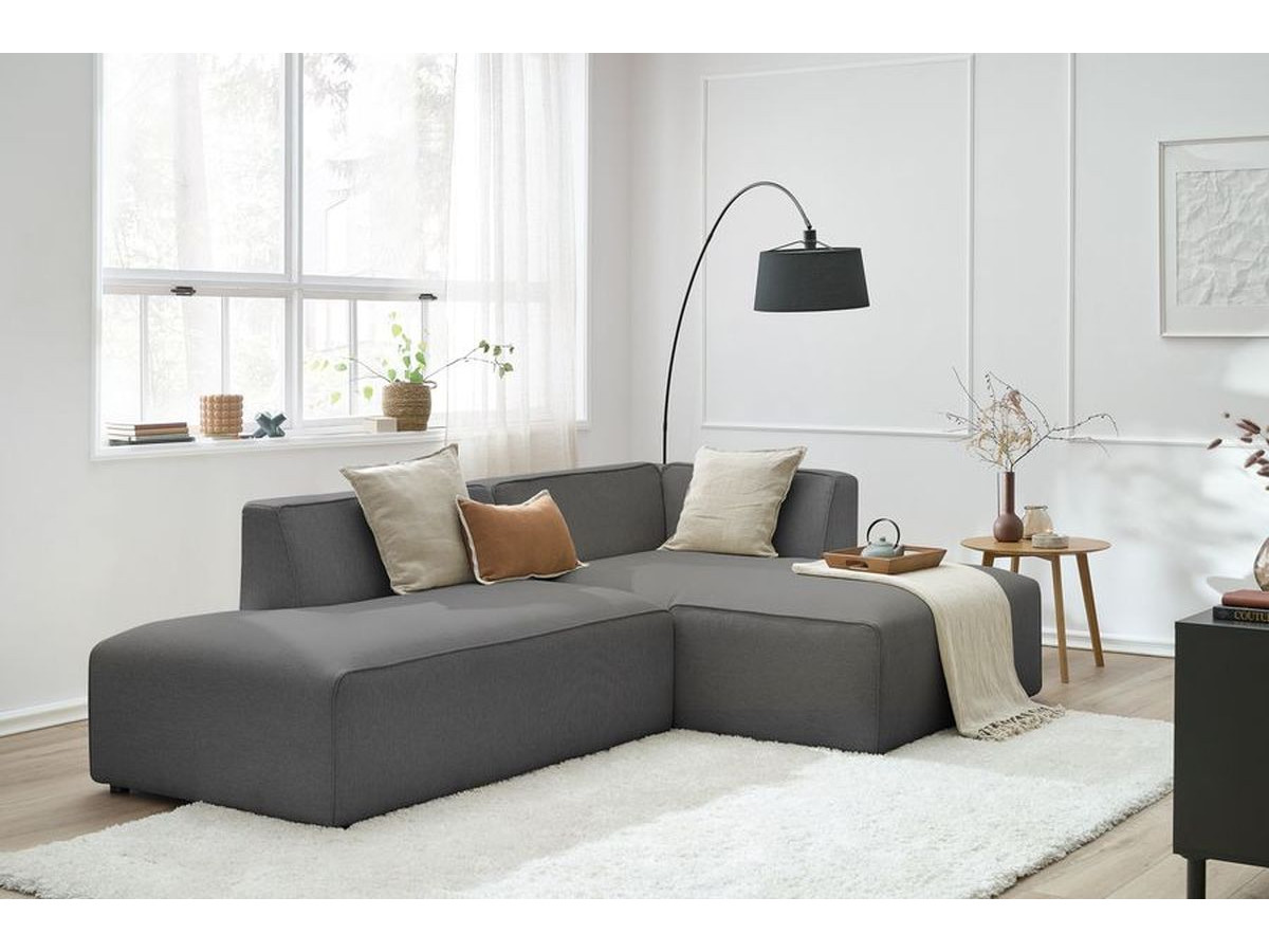 Bobochic Megeve Ecksofa Melange-Stoff Dunkelgrau Ecke rechts