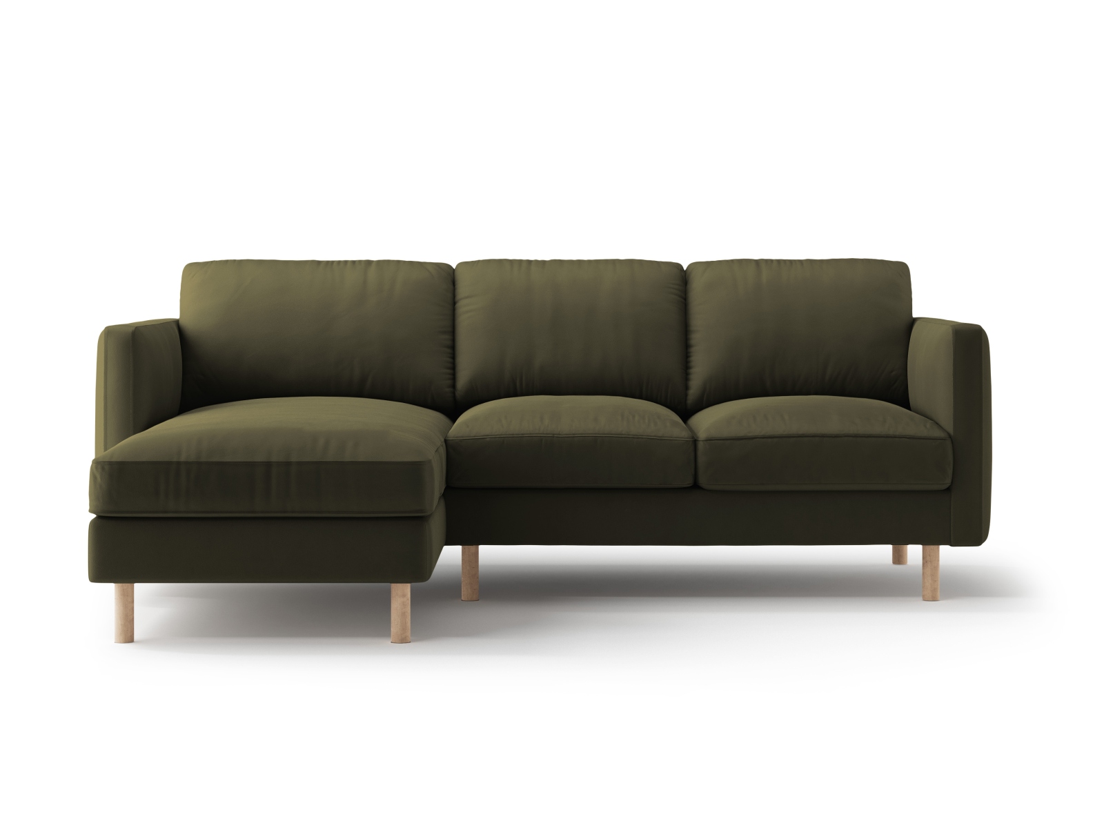 Micadoni Ecksofa Eden 3-Sitzer Links Samt Moßgrün Melange