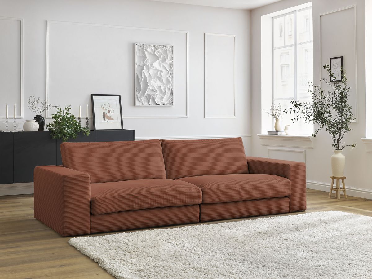 Bobochic Leonard Sofa 3-Sitzer 234 × 109 cm Cordsamt Orange
