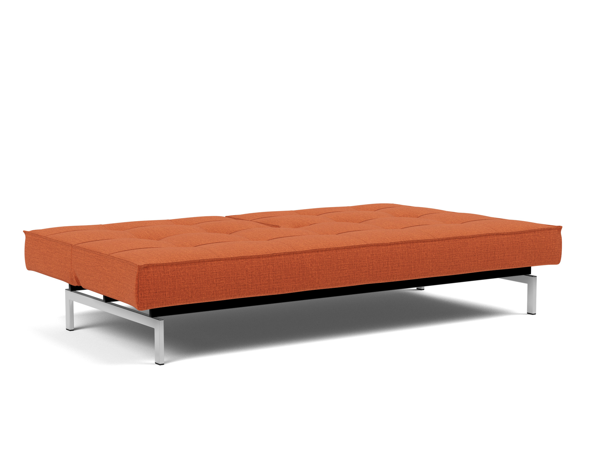 Schlafsofa Splitback Chenille Esina 412-Rust-Orange Beine Chrom