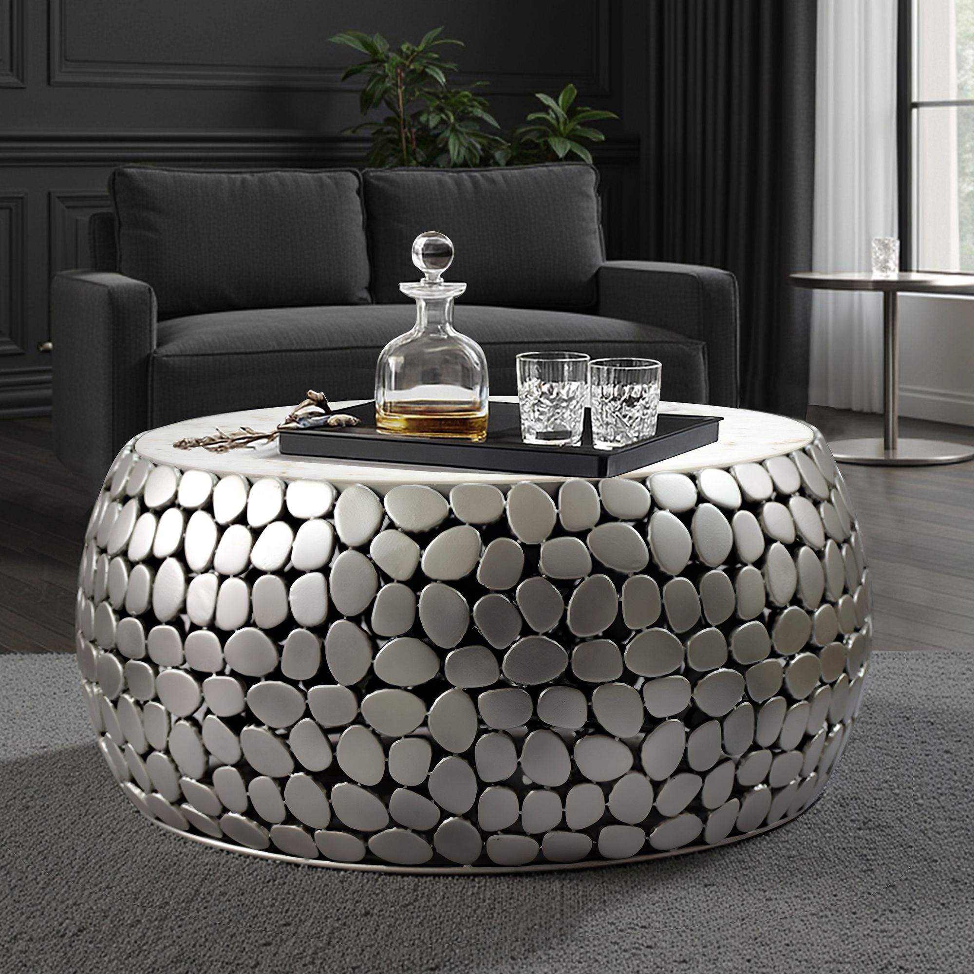 Couchtisch Karmoy Marmor Silber Ø 66 cm