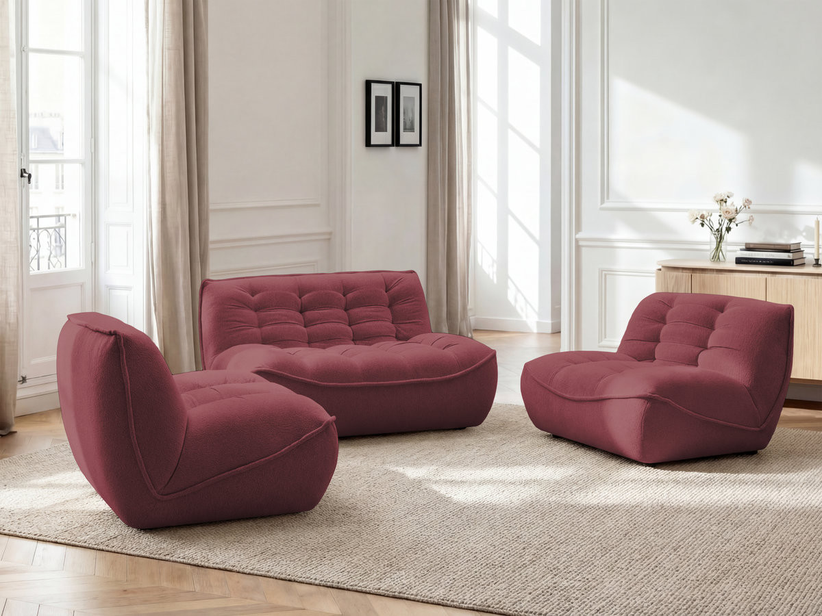 Bobochic Serena Sofa 4-Sitzer Melange-Stoff Rot