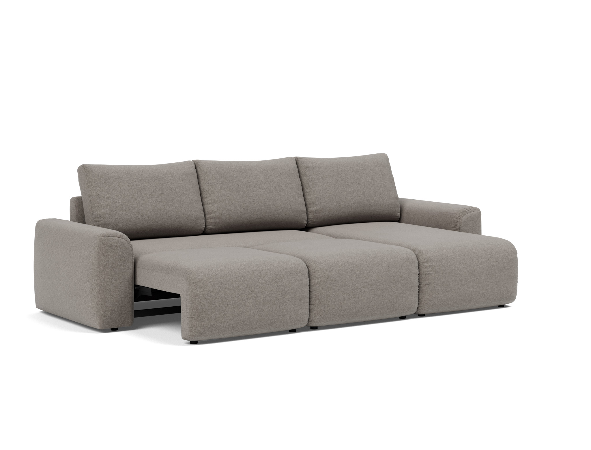 Schlafsofa Norum mit Chaiselongue und Chunky-Armlehnen Flachgewebe Mixed Dance 521-Grey