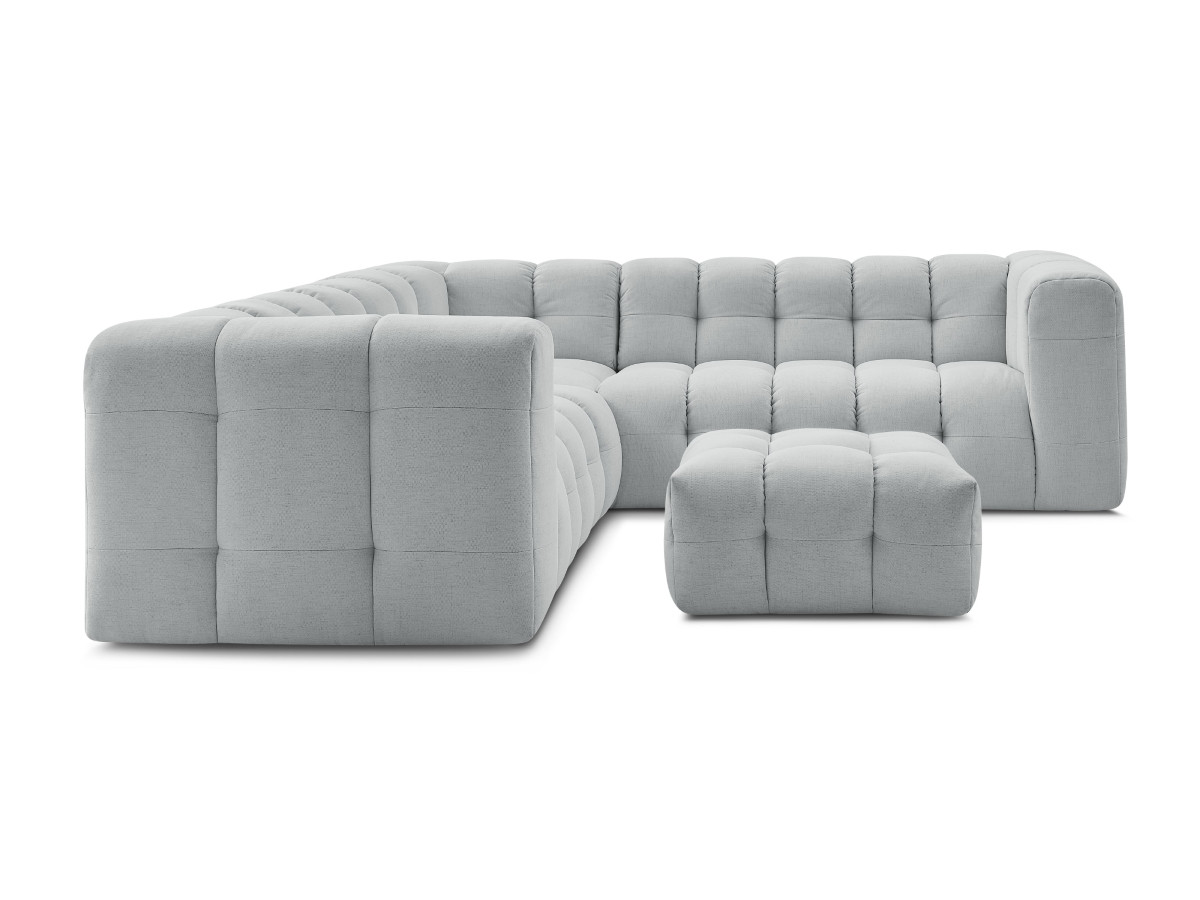 Bobochic Cloud Ecksofa mit Pouf 268 × 110 cm Stoff Hellgrau