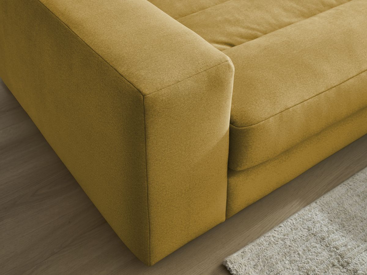 Bobochic Sierra Ecksofa mit Pouf Samt Gelb Ecke rechts