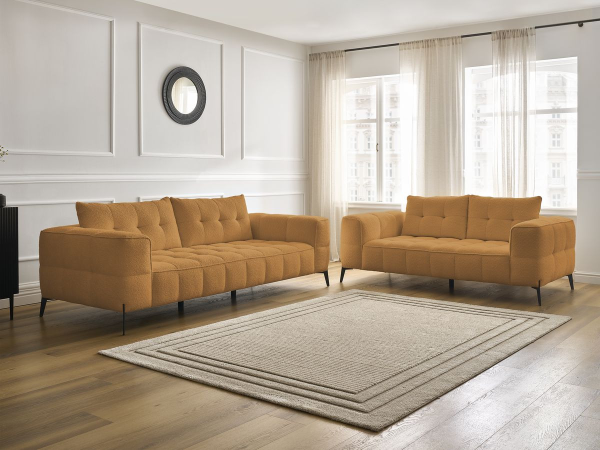 Bobochic Anis Sofa 5-Sitzer Bouclé-Stoff Gelb