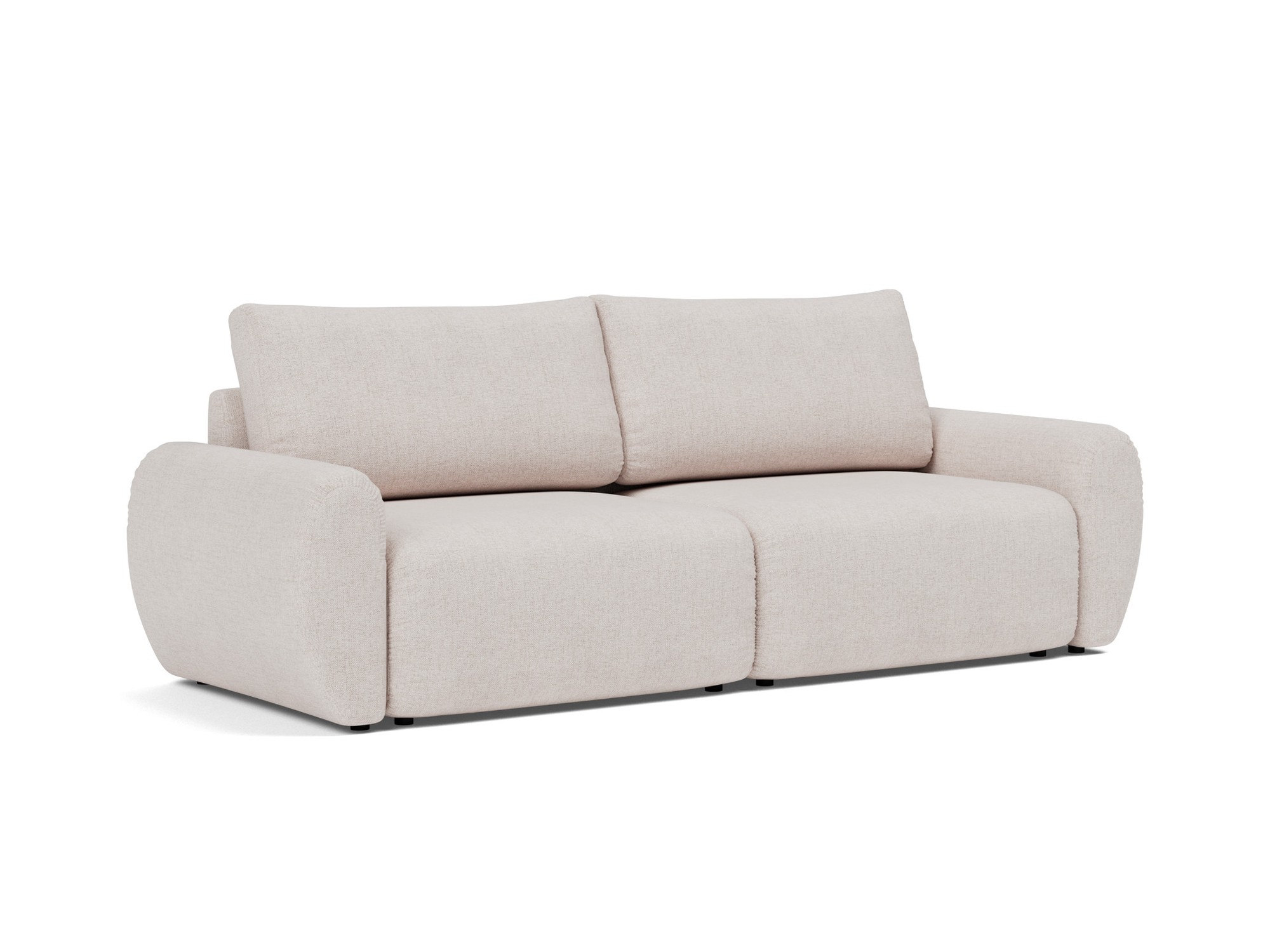 Schlafsofa Norum mit Curve-Armlehnen Strukturierter Stoff Weda 300-Weda-Sand