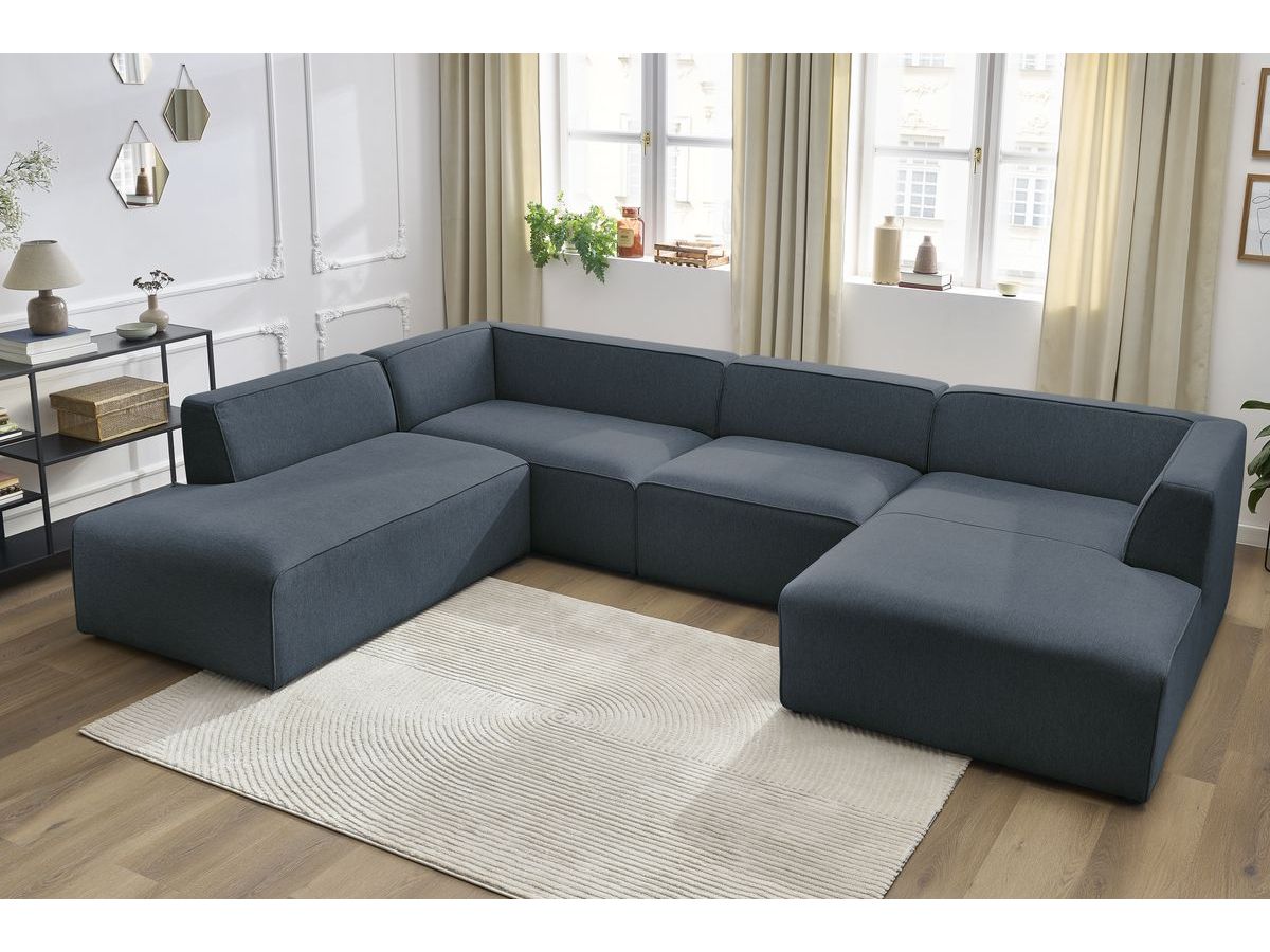 Bobochic Megeve Wohnlandschaft Melange-Stoff Dunkelblau Ecke rechts