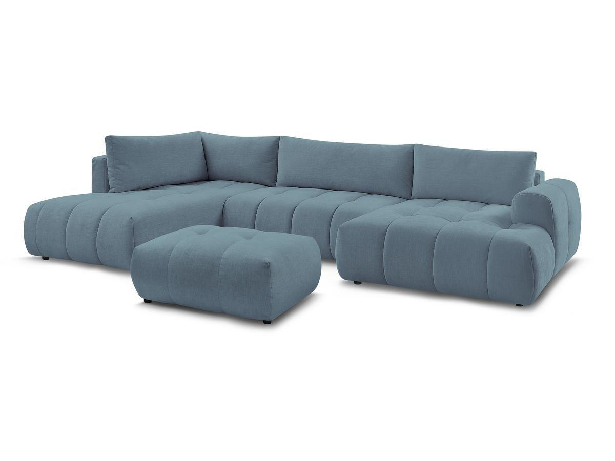 Bobochic Fuji Wohnlandschaft mit Pouf Stoff Hellblau Ecke rechts