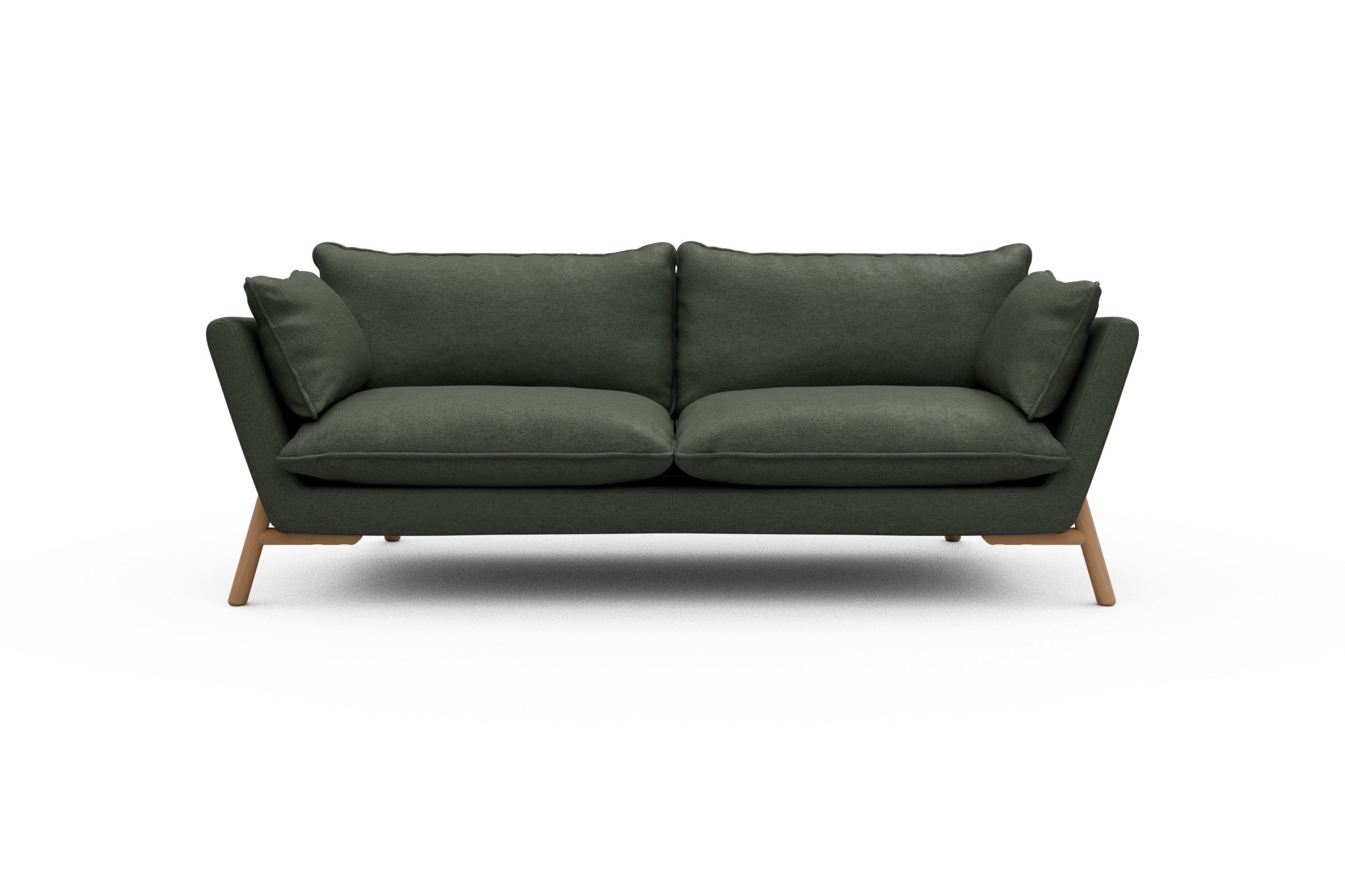 Skandi Home Sofa Emil PREMIUM 3-Sitzer Beinfarbe Eiche Natur Denari-Forest-Green moebelfaktor