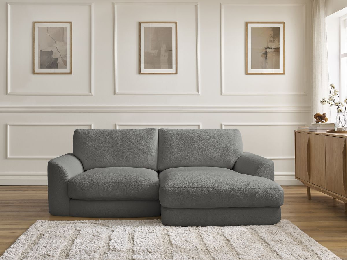 Bobochic Leonore Ecksofa Bouclé-Stoff Dunkelgrau Ecke rechts