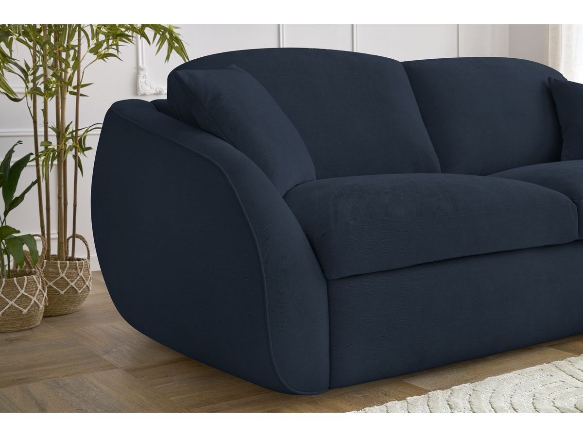 Bobochic Cezanne Schlafsofa 3-Sitzer Stoff Dunkelblau, Liegefläche 160 × 194 cm