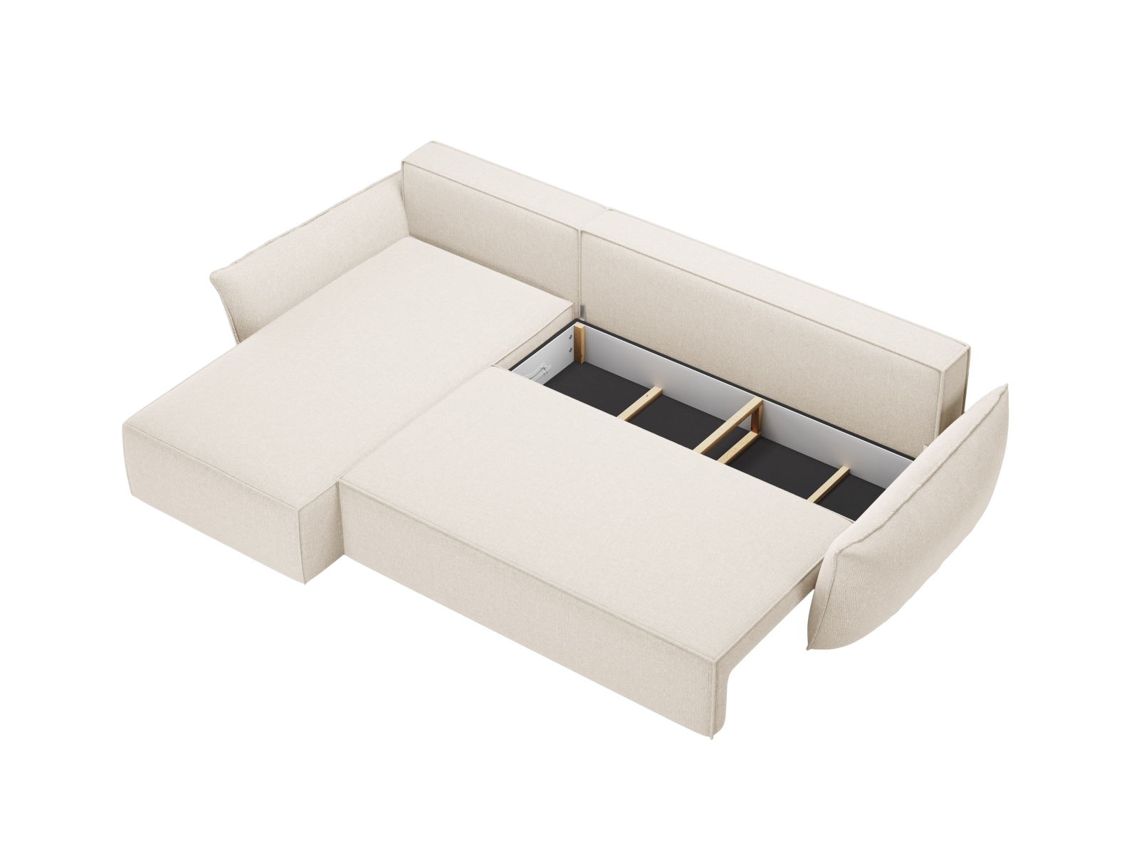 Micadoni Ecksofa Kaelle 4-Sitzer mit Schlaffunktion Links Chenille Helles Beige